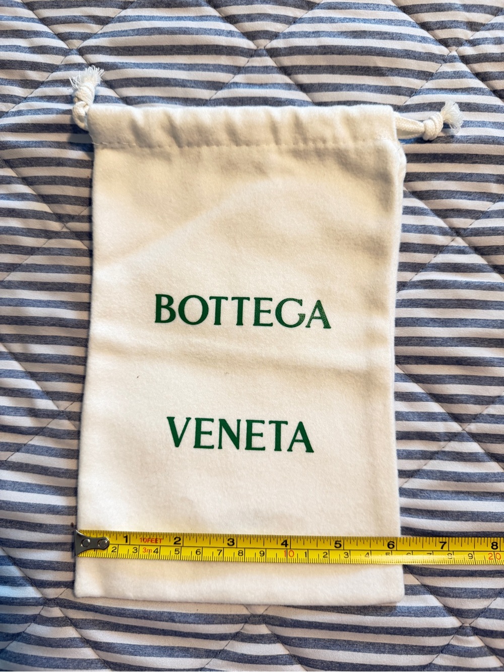 Bottega Veneta Branded Drawstring Dust Bag - White with Green Logo 6W x 9.5L in